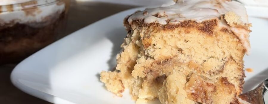 Sourdough Cinnamon Roll Crunch Cake