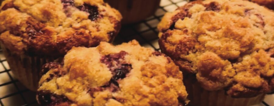 Sourdough Blueberry Muffins with Long Fermented Streusel